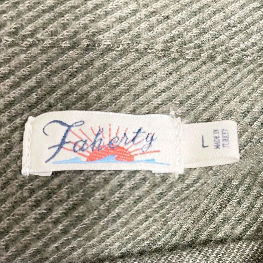 Faherty Legend Sweater Mini Shirtdress Tunic in Olive Melange Flannel Size Large - Image 12