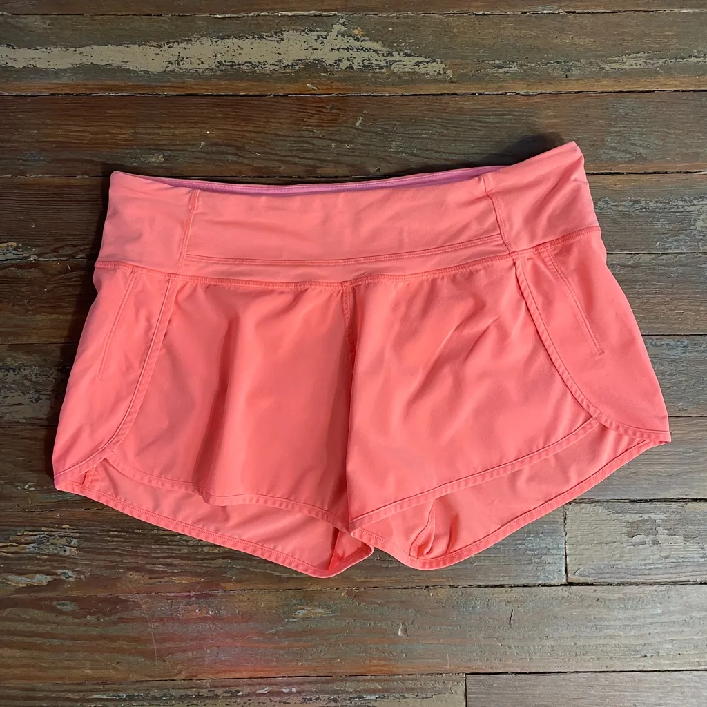 Lululemon Speed Up 4” Inseam Lined Athletic Shorts Pink/Orange/Coral - Sz 10 🧡🎀 - Image 2
