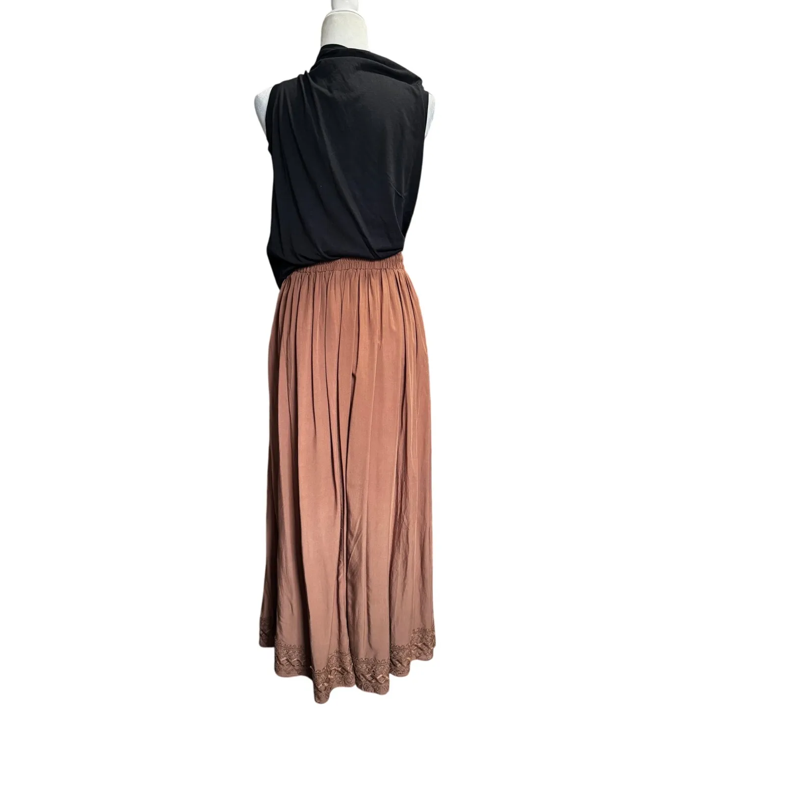 Scarlet Darkness Ren Faire Maxi Skirt with Tassel Tie & Lace Hem Brown(S) Brown - Image 2