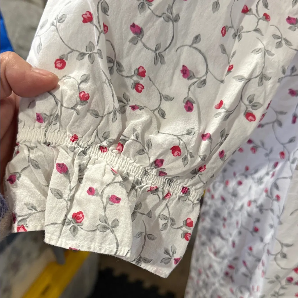 Eileen West White Floral Nightgown with lace trim size M Size M - Image 4