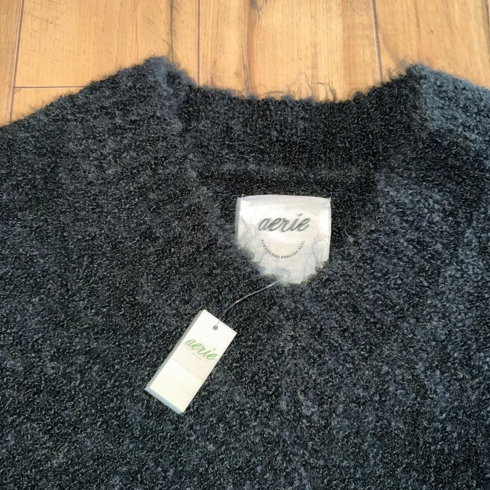 Black oversized aerie teddy boucle sweater - Image 3