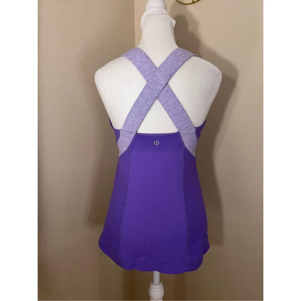 Lululemon Push Your Limits Power Purple Micro Stripe Athletic Tank Top 6 - Image 2