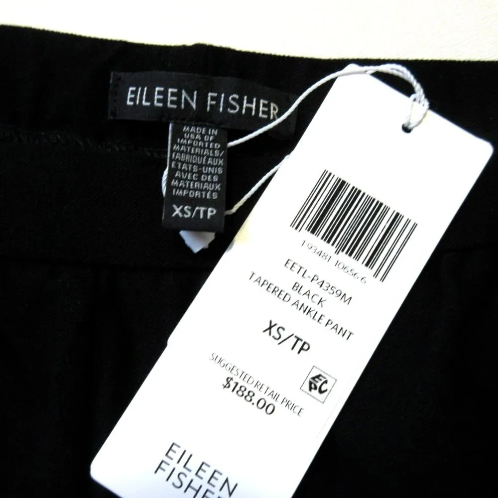 NWT Eileen Fisher Tapered Ankle Black Lightweight Washable Stretch Crepe Pant XS - Image 5
