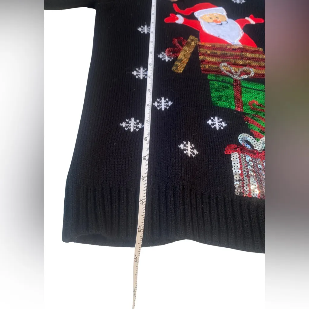 Karen Scott Womens Black Christmas sweater size Petite Medium, Christmas Party - Image 4