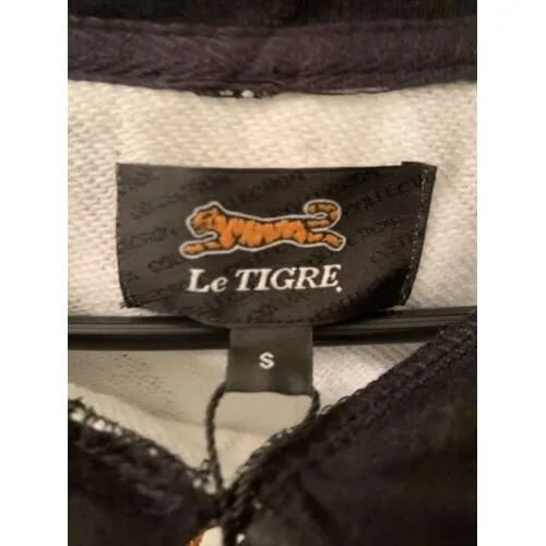 Le Tigre Printed White Black Orange Glitter Crop Pullover Hoodie Size M Size M - Image 4