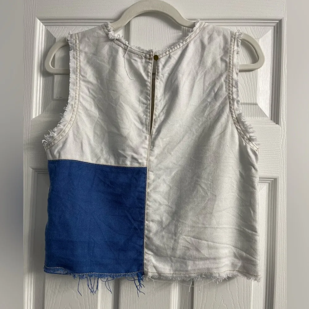 🌮Anthropologie Holding Horses Frida Patchwork Denim Tank Top Size 6 - Image 3