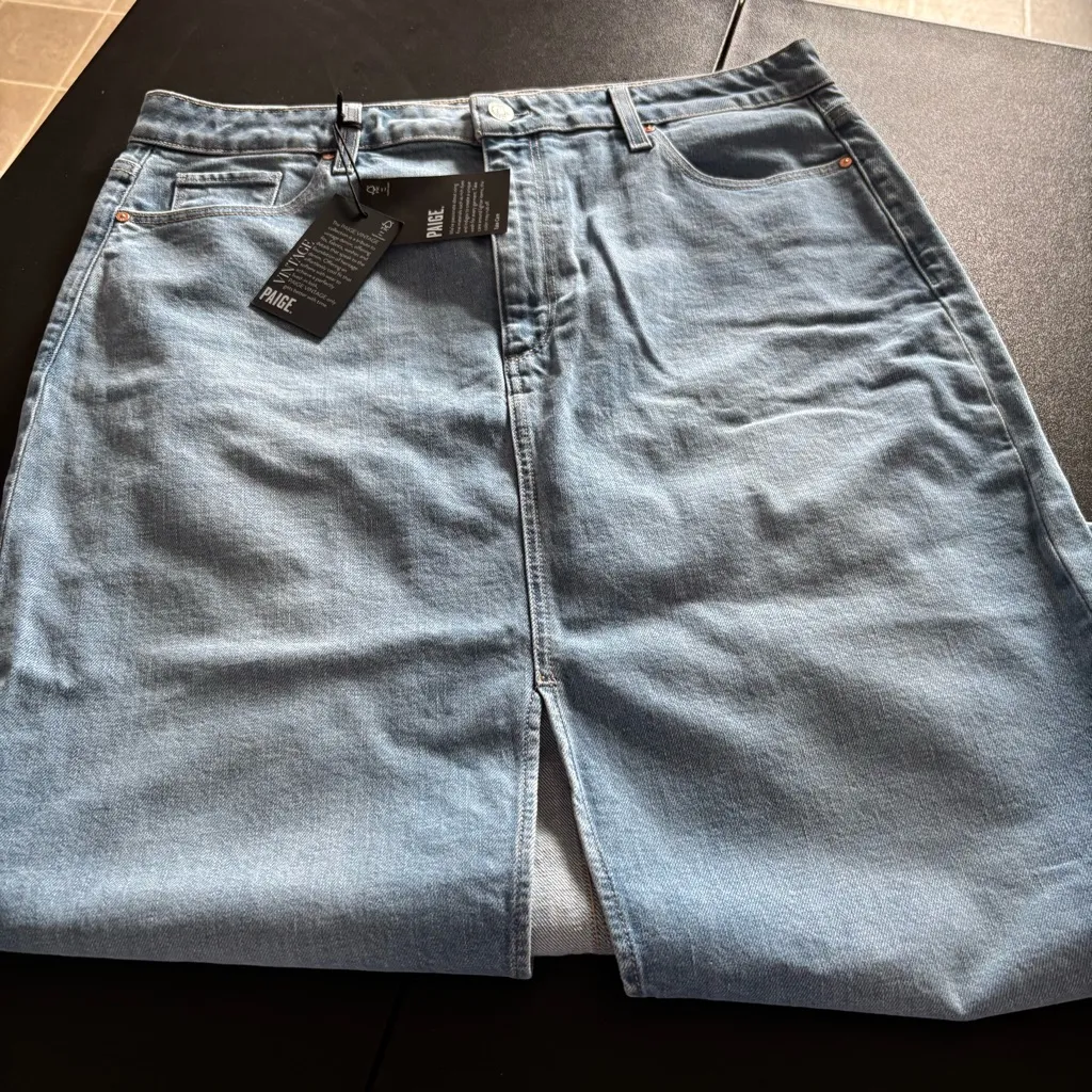 PAIGE Light Blue Denim Skirt - Image 8