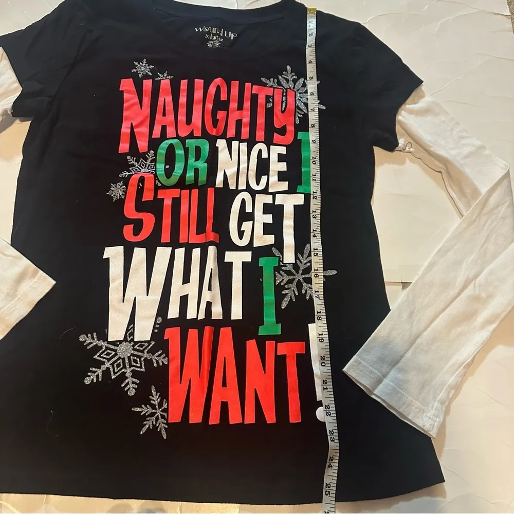 Naughty Or Nice I Still Get What I Want Juniors XL Christmas Holiday Long Sleeve - Image 3