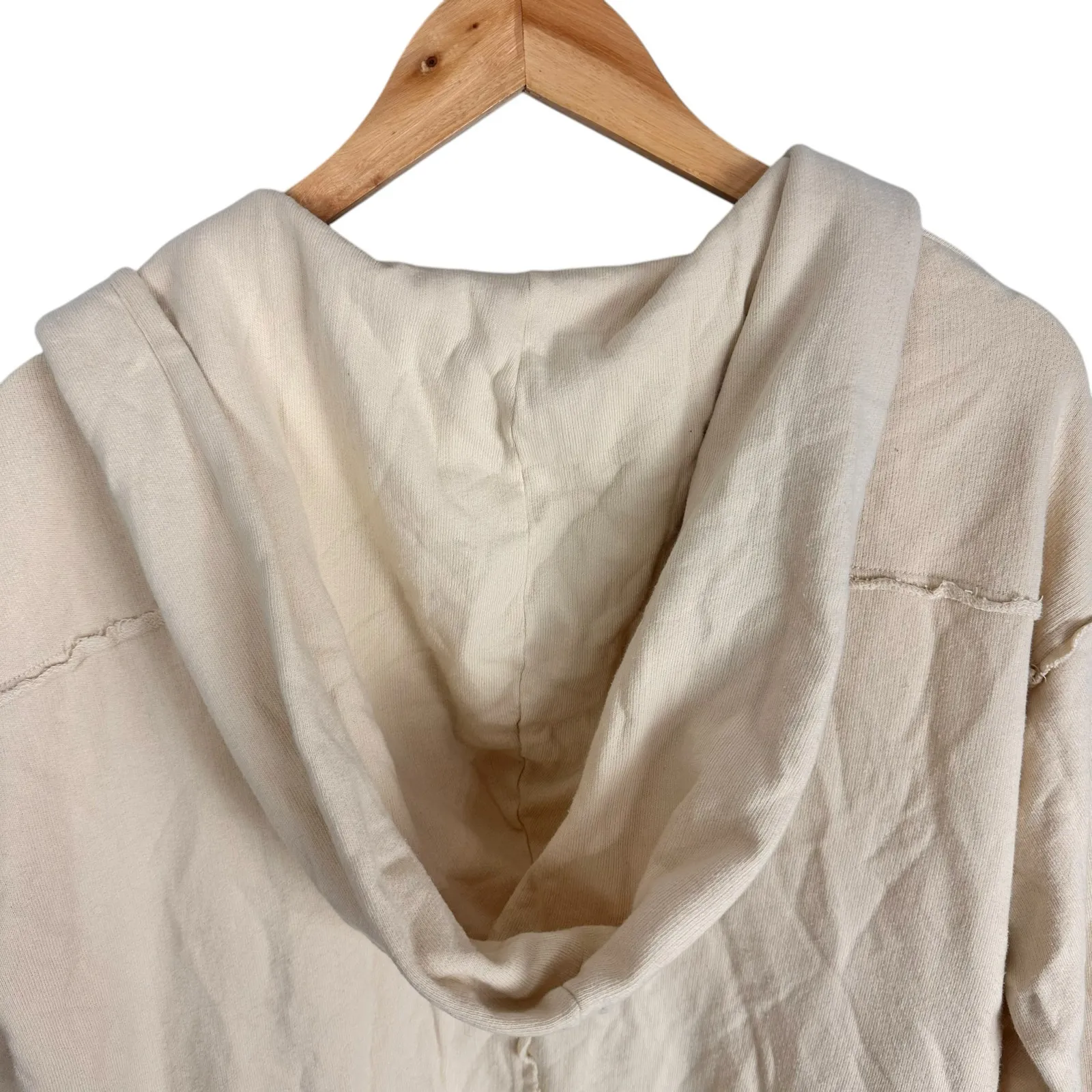 Free People Beach Cream Terry Cloth Hooded Waterfall Cardigan Sweater Size XS/S - Image 10