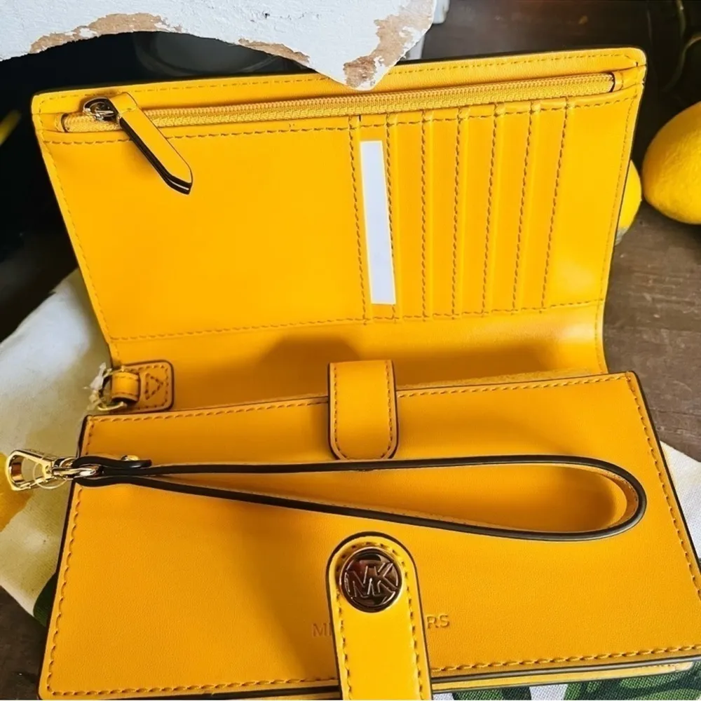 Michael Kors Yellow MK Logo Wristlet Wallet | Saffiano Leather | NWT - Image 3