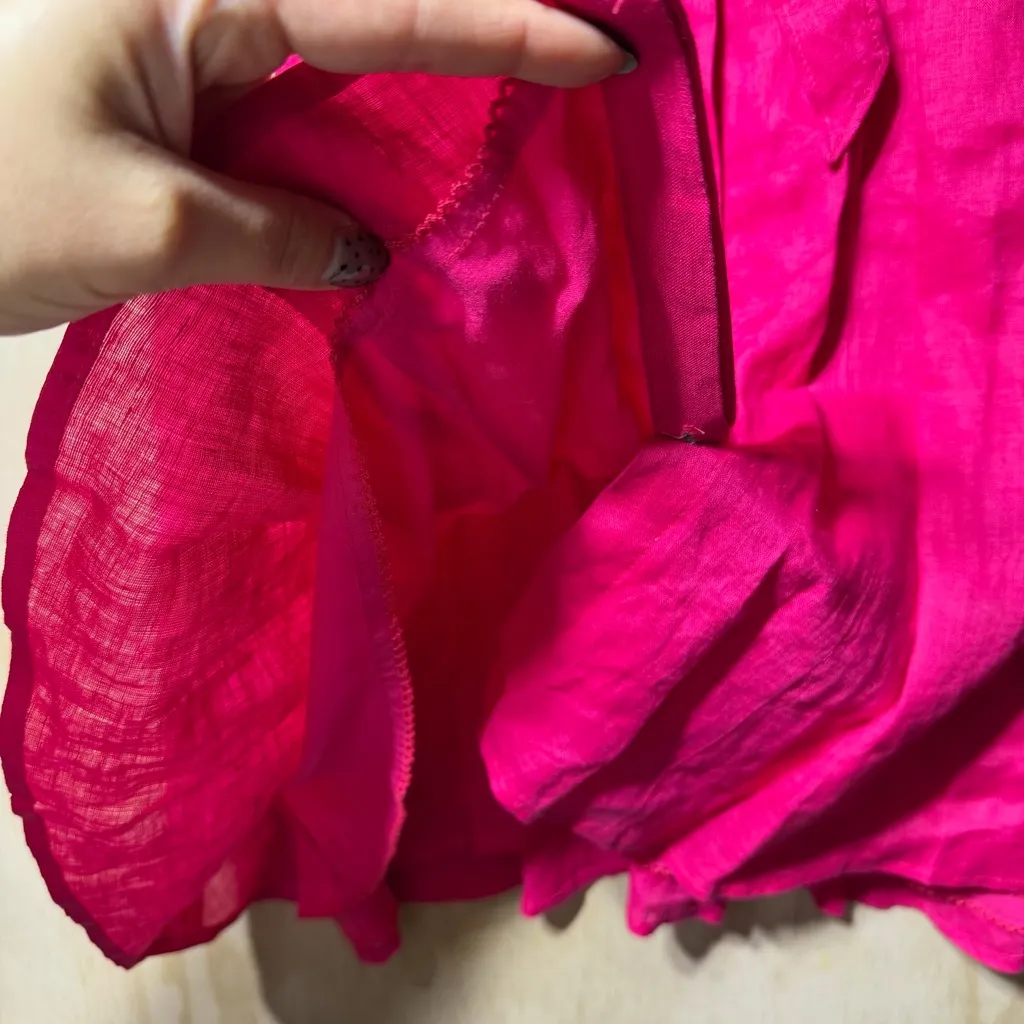 HD in Paris Sleeveless Linen Dress Pink Size 4 Tie Waist Button Front Lined - Image 5