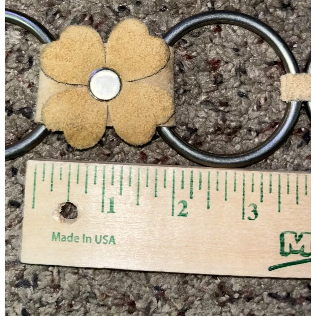 Retro Hippie Floral Suede Chain Belt Boho Festival Western Used Womens 38” - Image 9