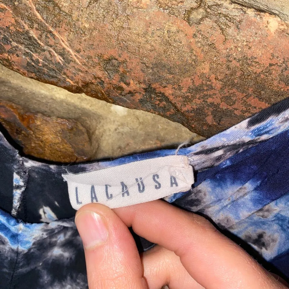 Lacausa Blue Tie Dye Sleeveless Spaghetti Strap Playsuit Romper Women's Size XS - Image 4