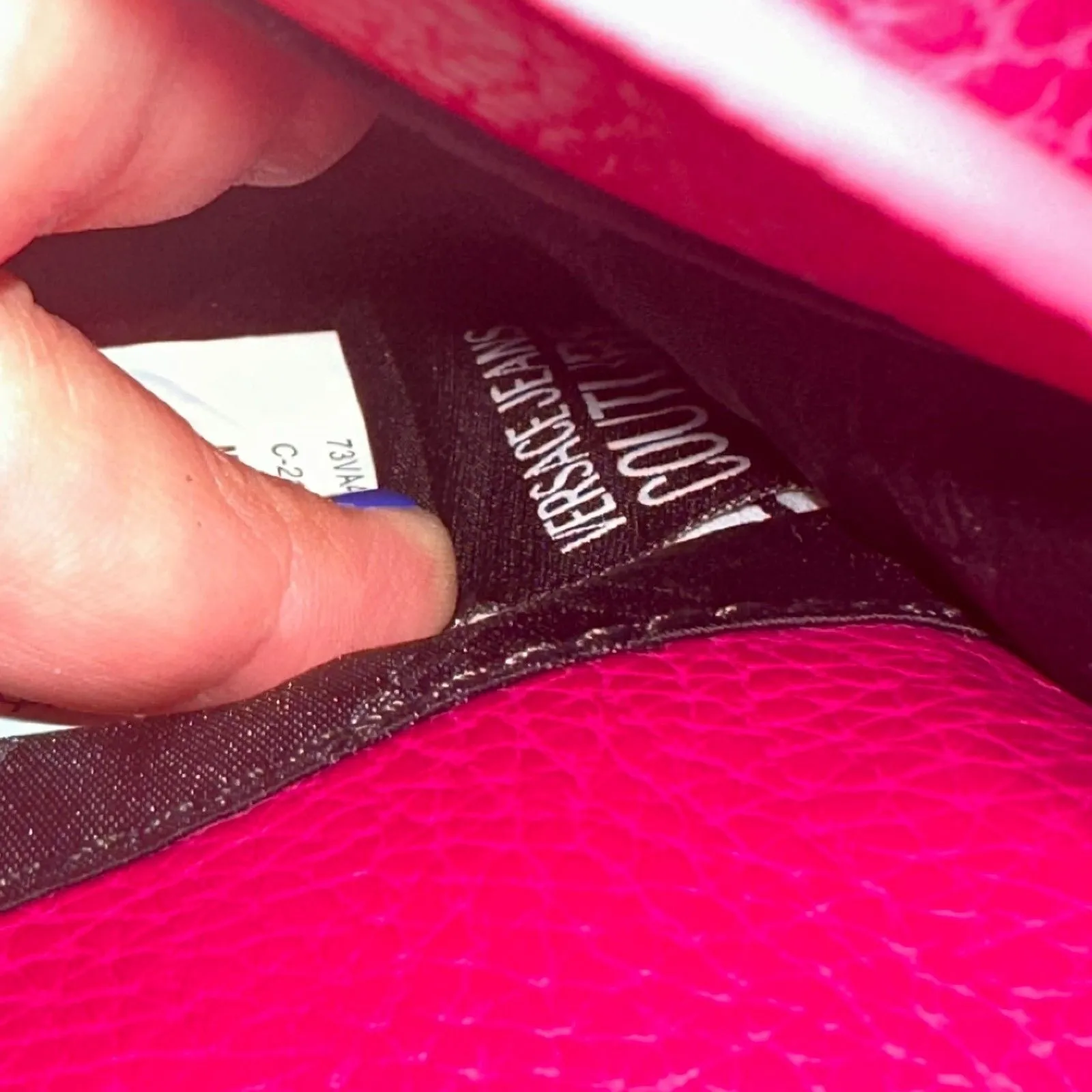 Versace Jeans Couture Pink Pebbled Gold Accent Crossbody Bag Purse Shoulder Hand - Image 8