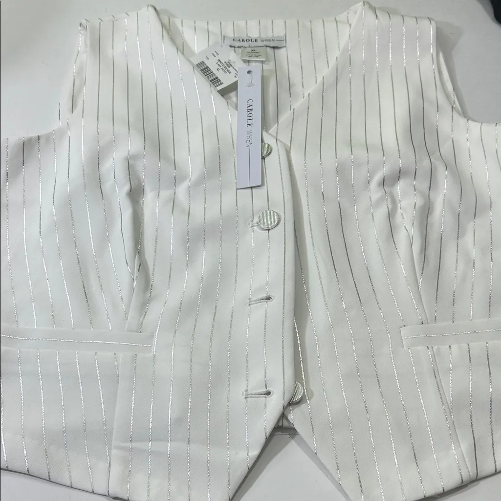 Carole White Pinstripe Women's Vest Size XL - Image 8