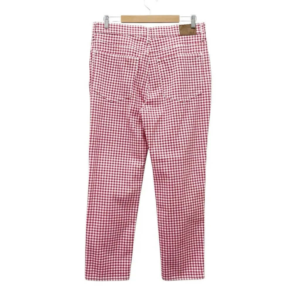 Madewell The Perfect Vintage Straight Leg Jean in Red Gingham Check Size 31 | 12 - Image 3