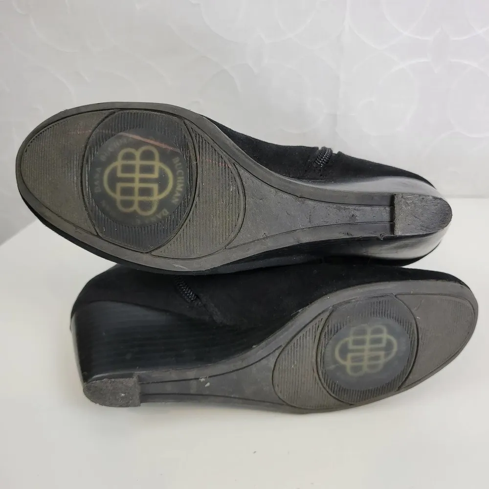 Dana Buchman Womens Boots Size 6.5 Black Suede Wedge Heel Knee High Side Zip - Image 3