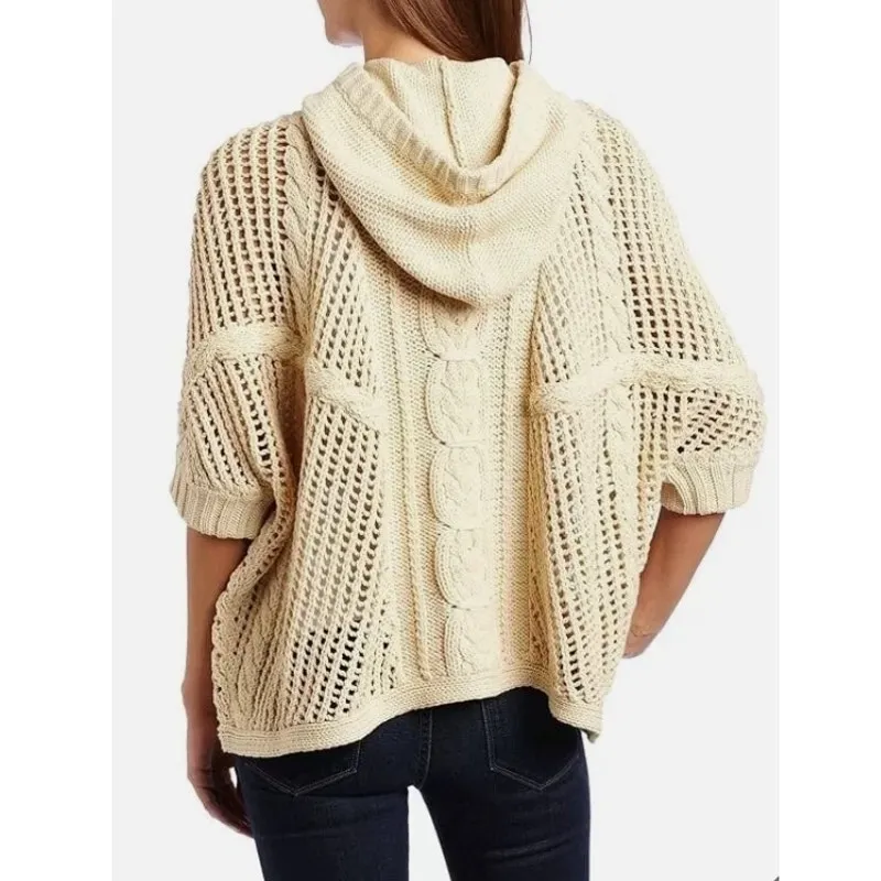 525 America Oversized Knit Hoodie Poncho Sweater S/M - Image 12