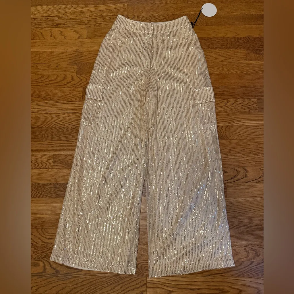 Sparkly sequined cargo pants size S - Image 8