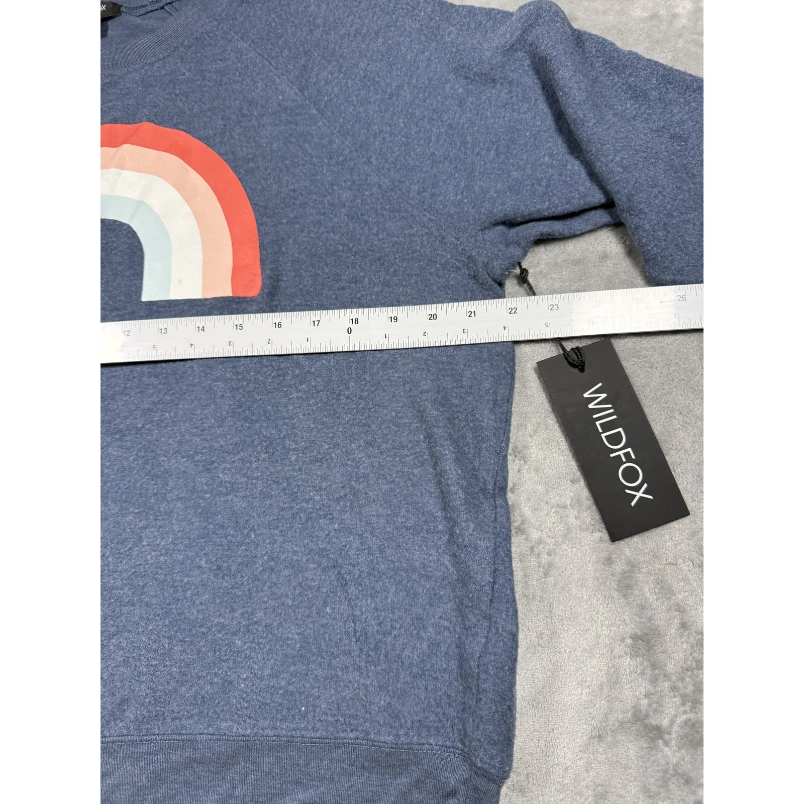 Wildfox Sweatshirt Womens Small Blue Rainbow Crewneck Pullover Graphic Soft New‎ - Image 9