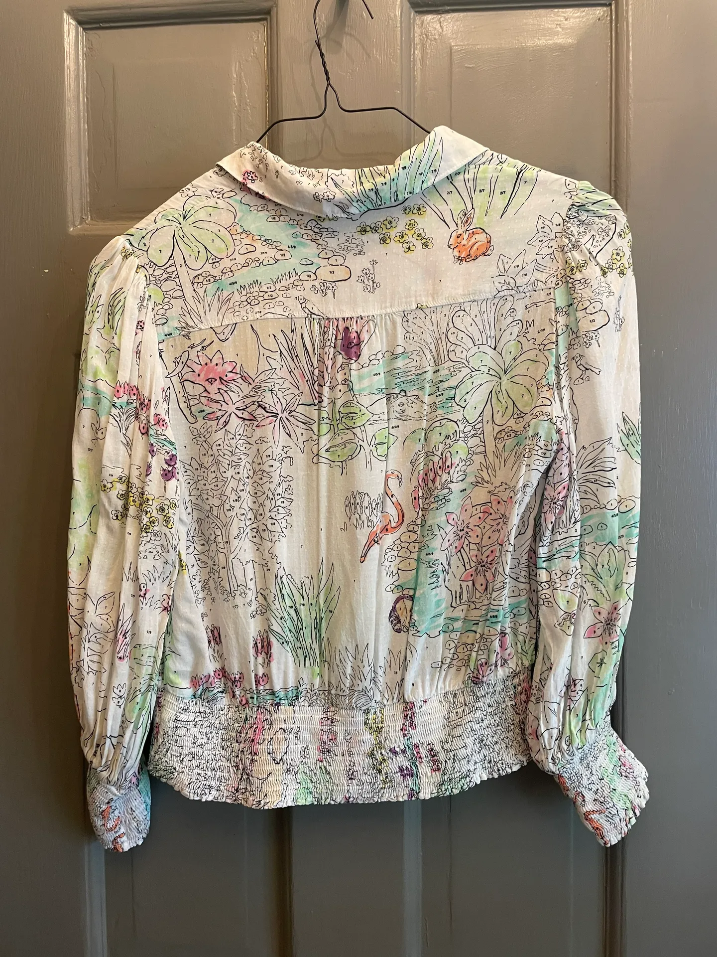 Printed Smocked Waist Blouse - Image 3