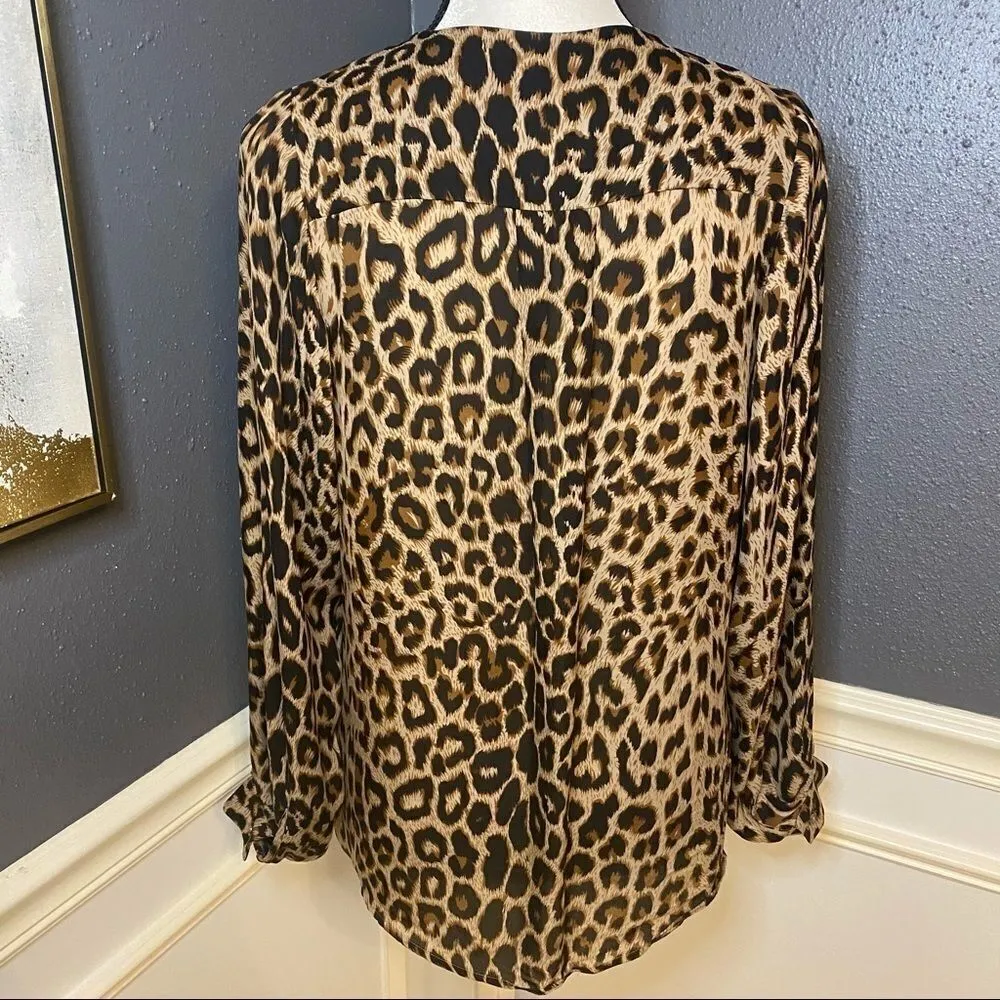 Parker Leopard Print Button Down Blouse w Pocket - Image 5