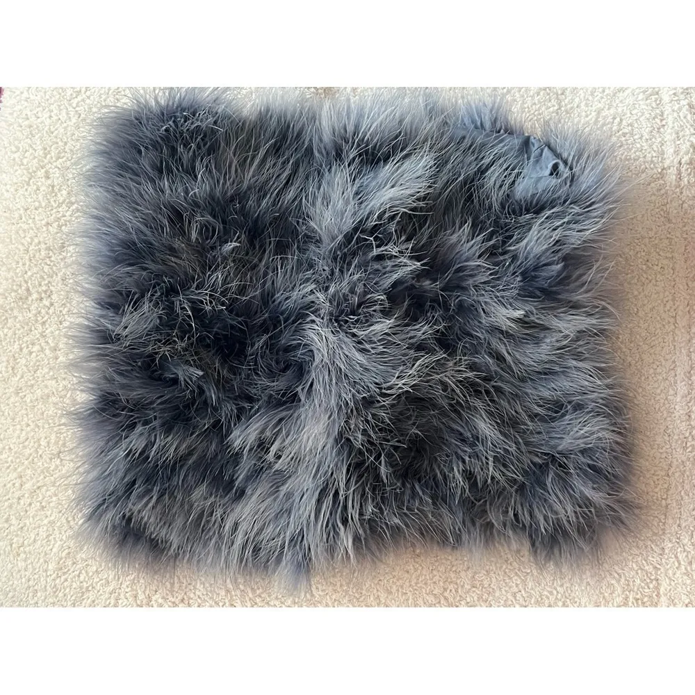 Topshop Boutique Pebble Blue Grey Genuine Feather Neck Warmer Scarf One Size - Image 5