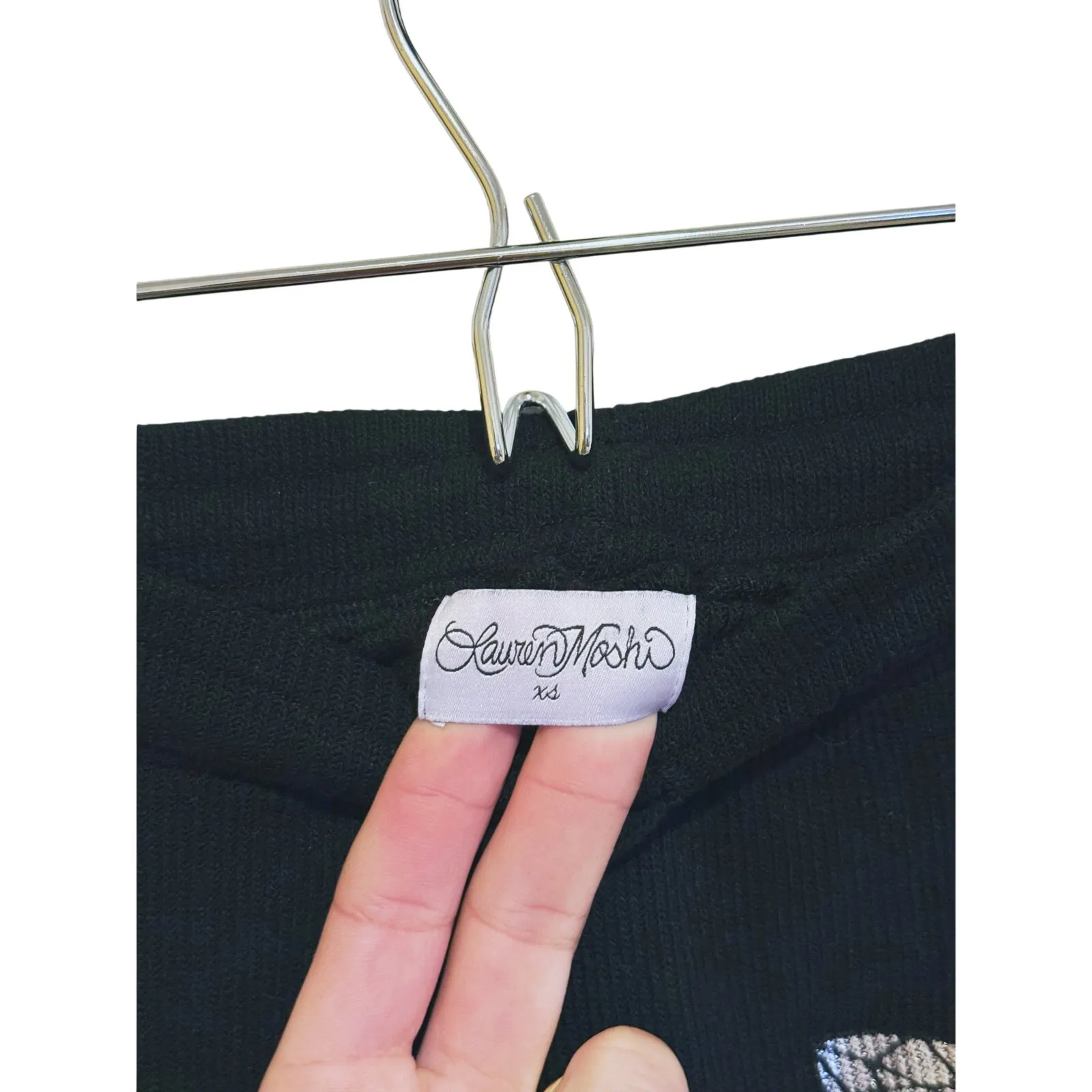 Lauren Moshi Y2K Butterfly Jewel Sweatpants XS Black Bling Streetwear Indie - Image 7