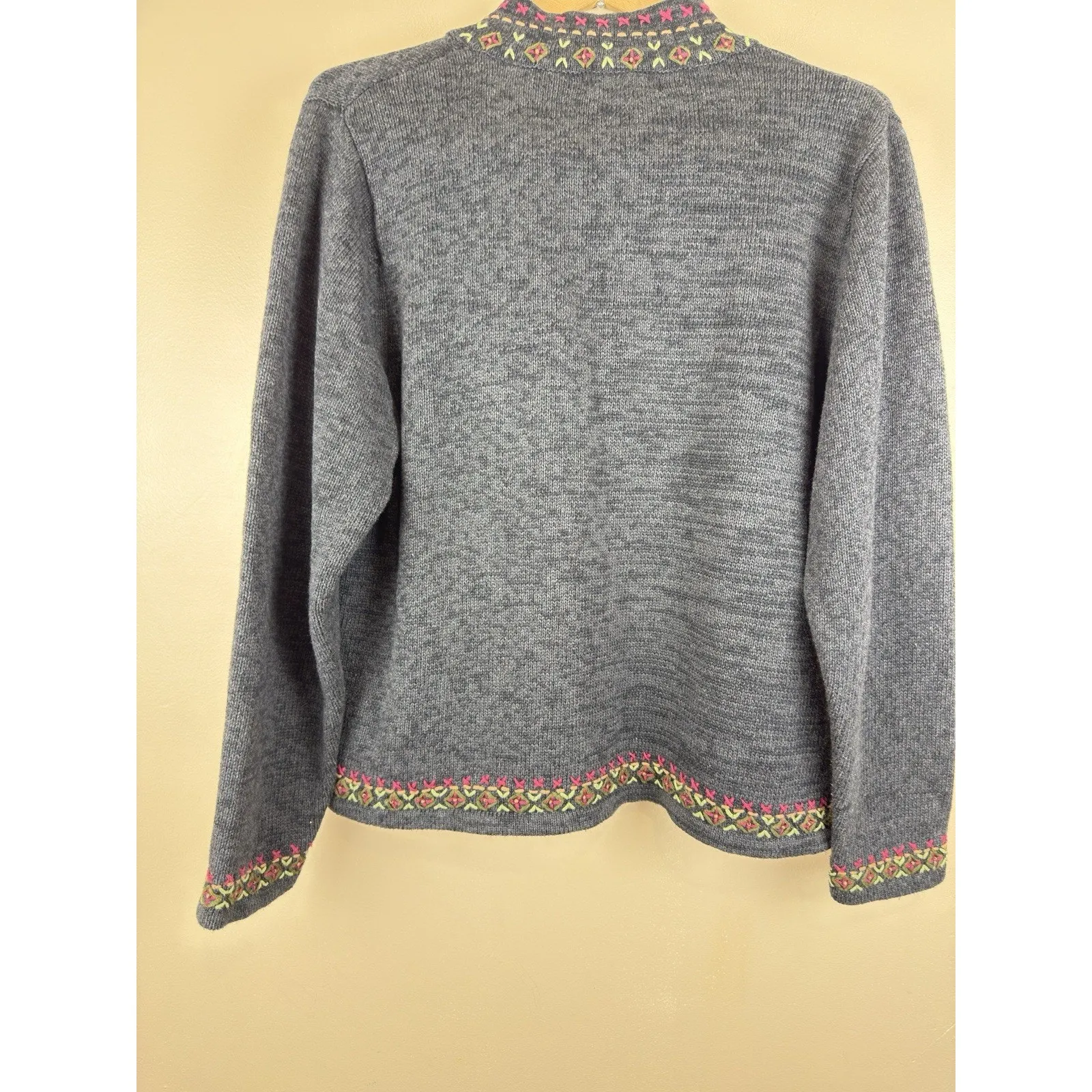 Vintage Timberlea Women’s Quarter Zip Sweater Cardinal Embroidery Knit Size L Gray Size L - Image 7