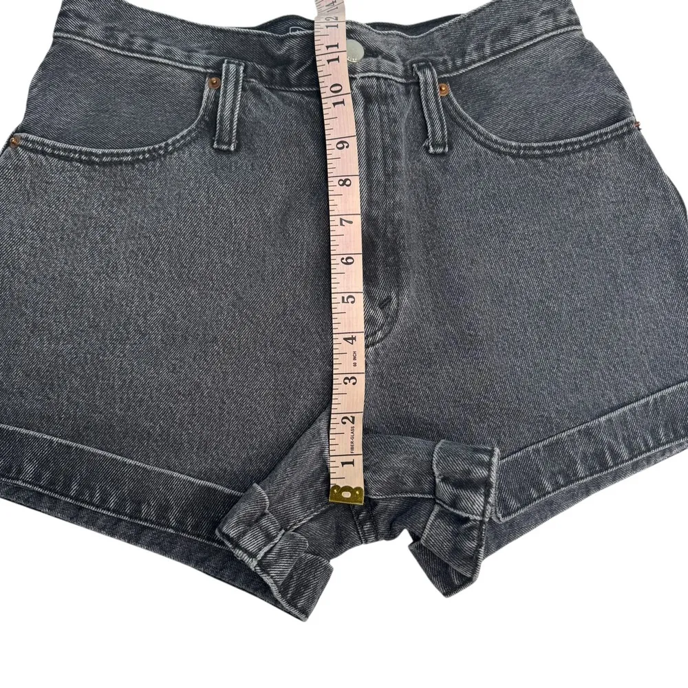 Abercrombie & Fitch Natural Rise Jean Shorts Washed Black Denim Cuff NO Tie 29 - Image 7