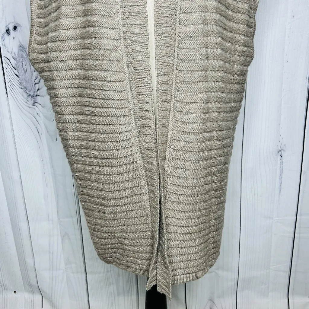 Chico's  Taupe and Silver Sleeveless Long Sweater Vest Size 1 Medium - Image 3