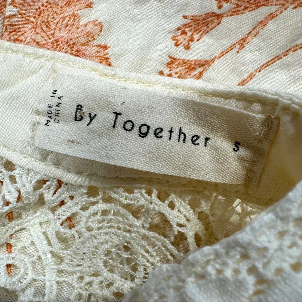 By Together Shanna Mini Dress Button Front Floral Orange Blossom Cottagecore S - Image 13