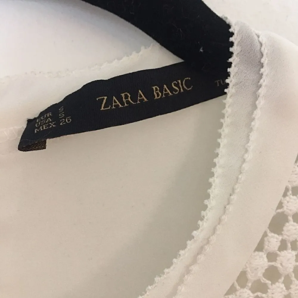 Zara White Sleeveless Textured Sheer Blouse | Size S - Image 3