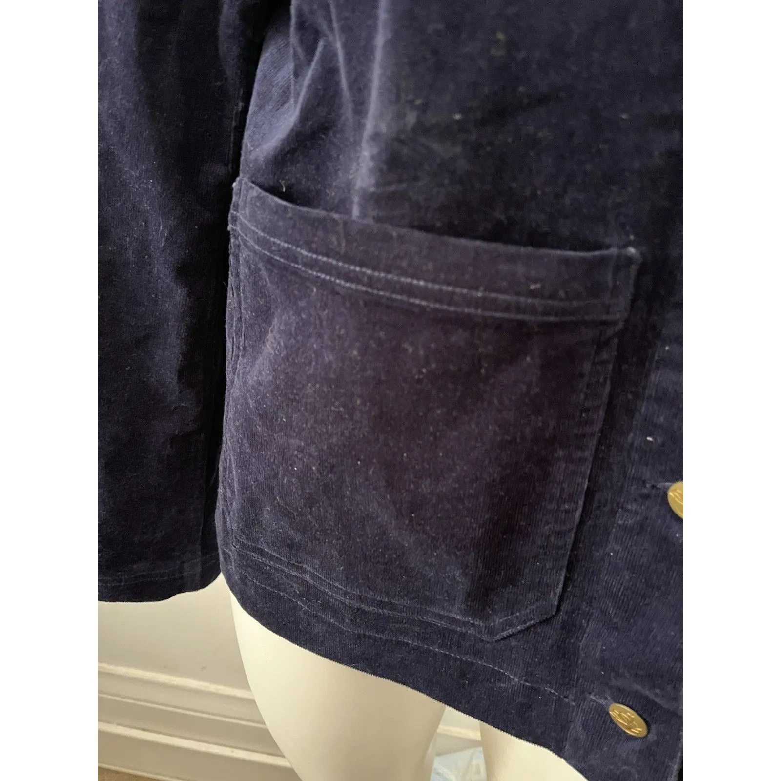 Draper James Blazer Jacket M Navy Crushed Velvet  Office Business Professional - Image 6