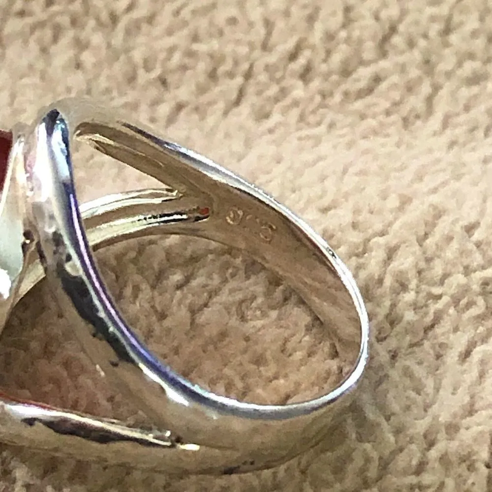 Carnelian and Sterling Silver Statement Open Band Ring - Image 5