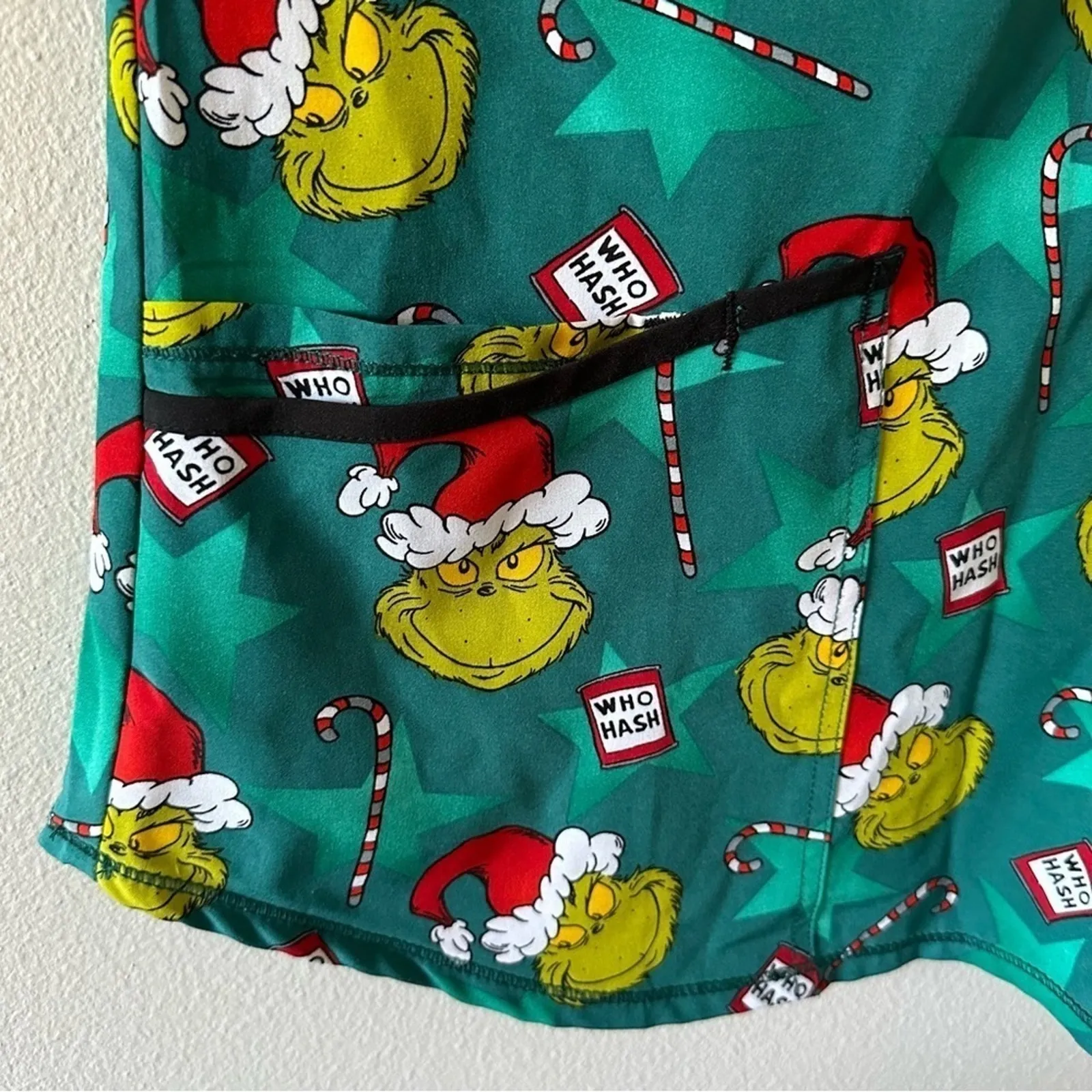 Dr. Seuss The Grinch Who Hash Stretch Scrub Top - Image 4