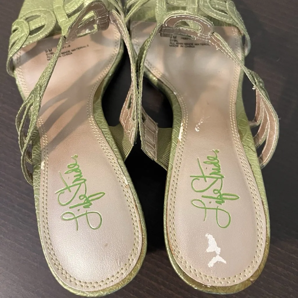 Green Heels Mules Strappy 90s Y2K Lifestride 9 Retro Chain Bride pastel fun 200s - Image 5