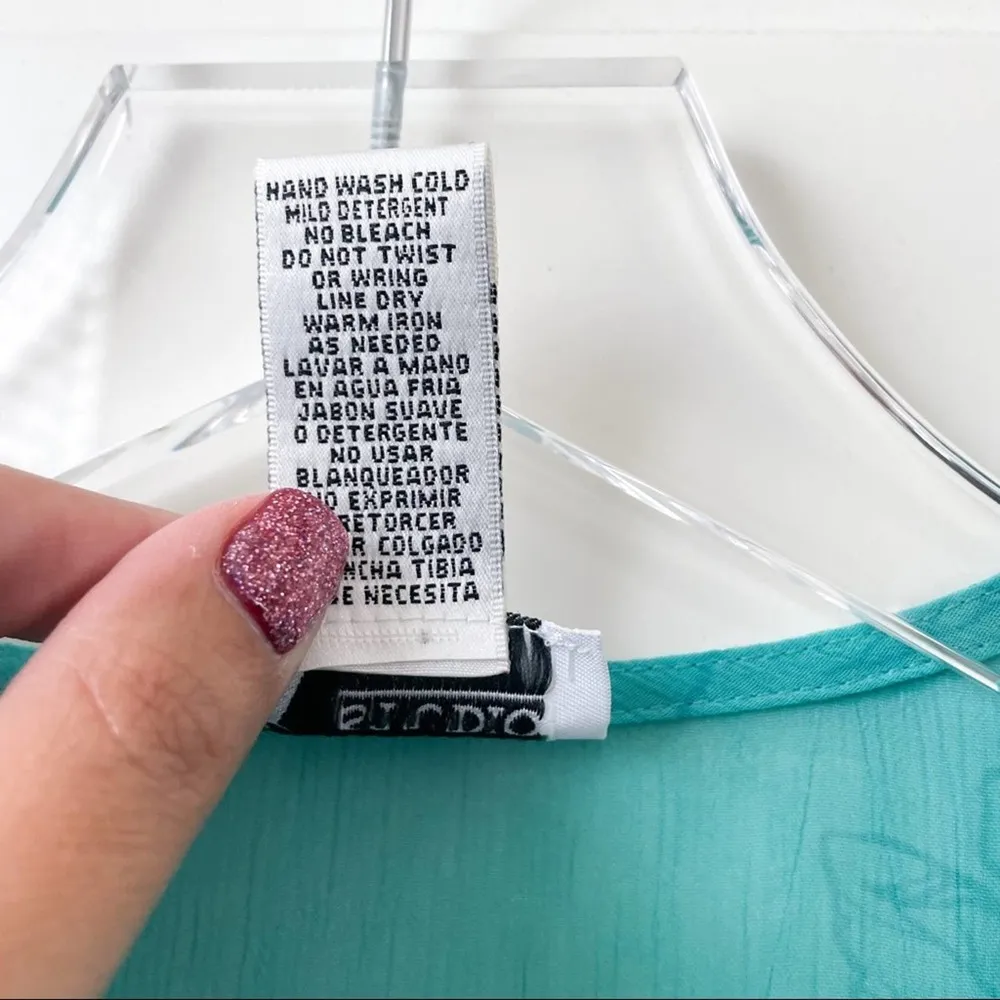 K Studio Tropical Top Blue Vintage Ruffle Kimono Size 10 - Image 4