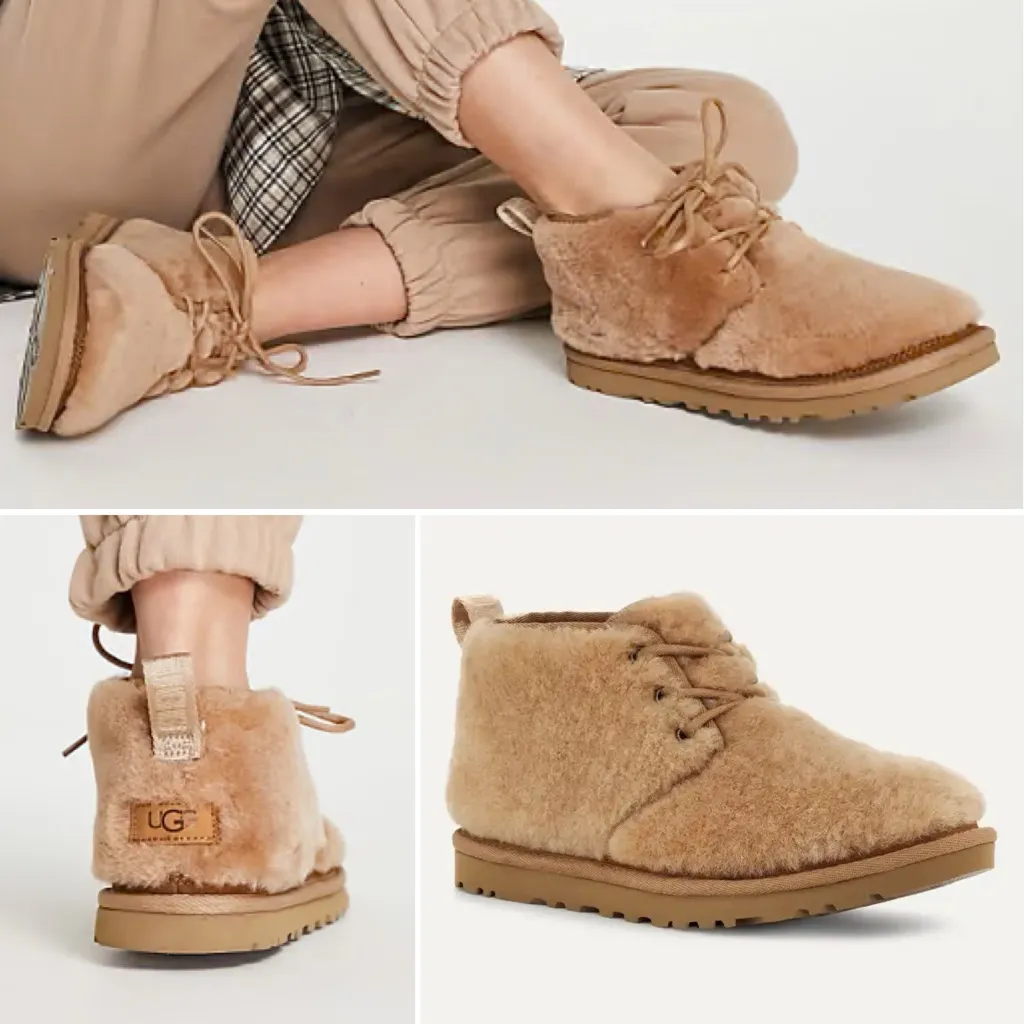 UGG Neumel Cozy Lace Up Fluffy Ankle Chukka Boots in Chestnut Size 9 - Image 2