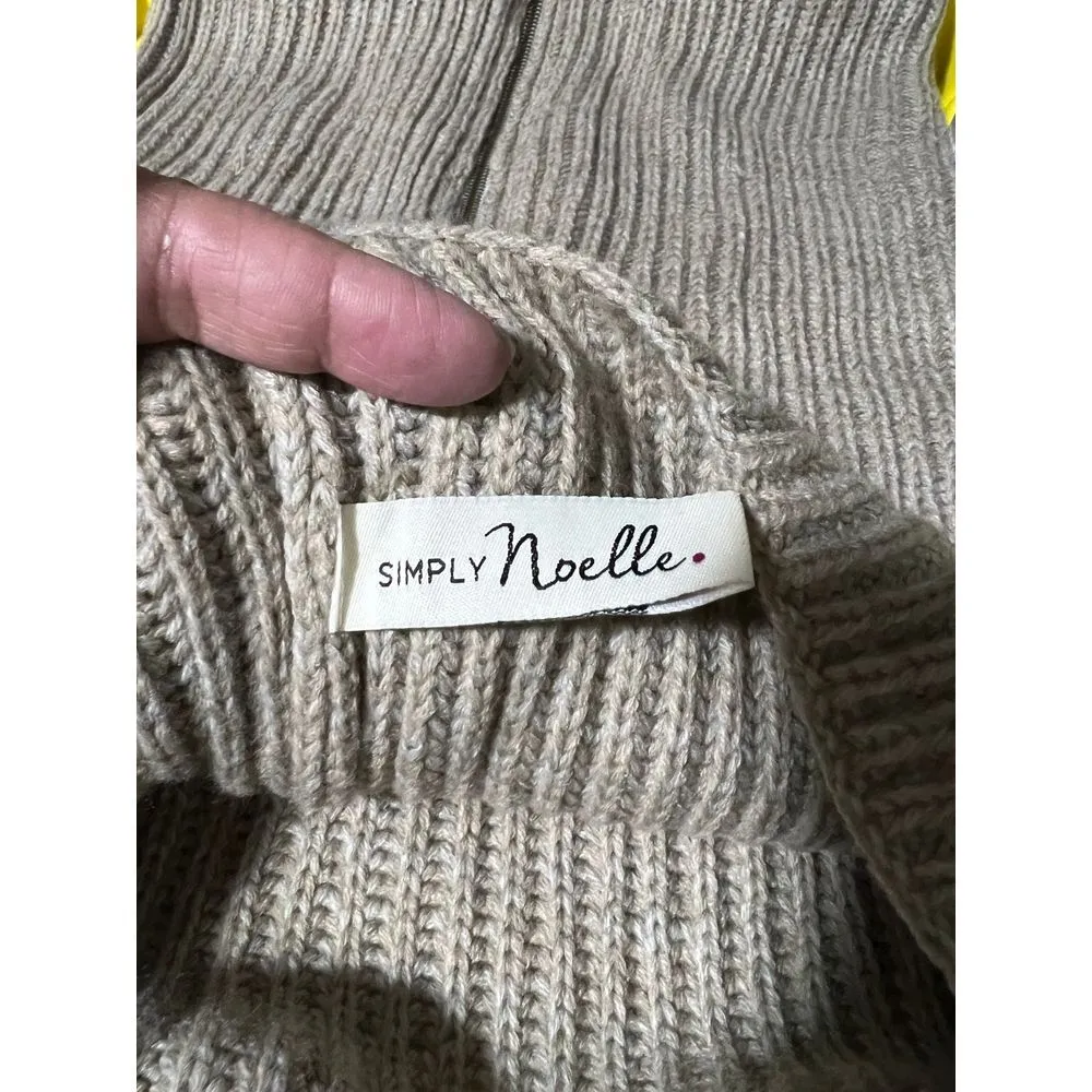 Simply Noelle Knit Dickie Half Zip Mock Neck Acrylic Tan Neutral Women's - Image 4
