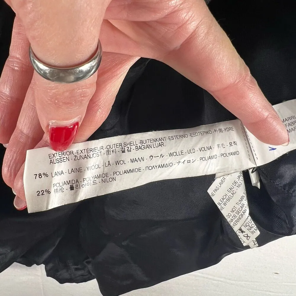 Zara Basic XS Coat Wool Blend Scrunched Funnel Neck Black Single Breasted Heavy - Image 7