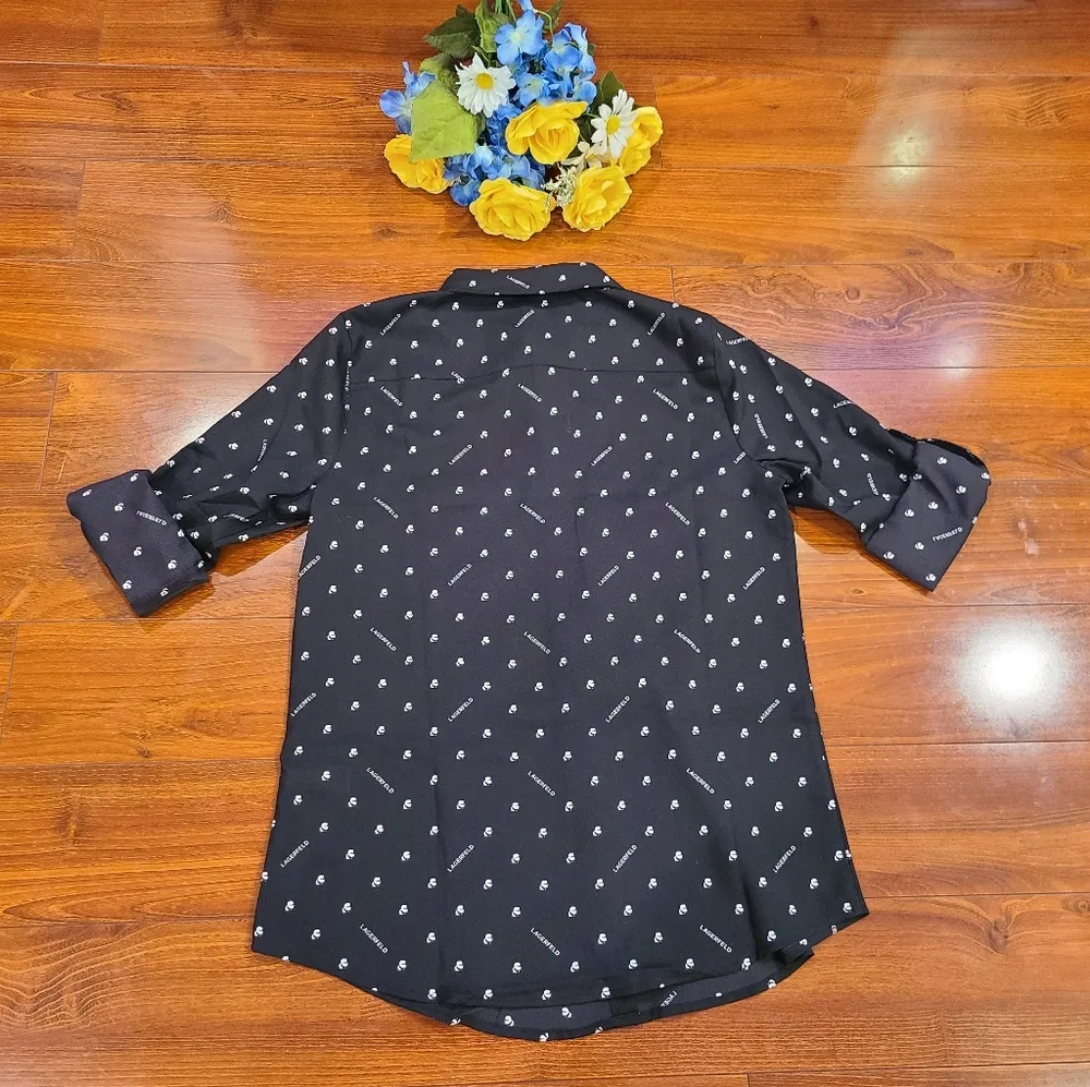 Karl Lagerfeld Button Down Collared Blouse Size XS - Image 2