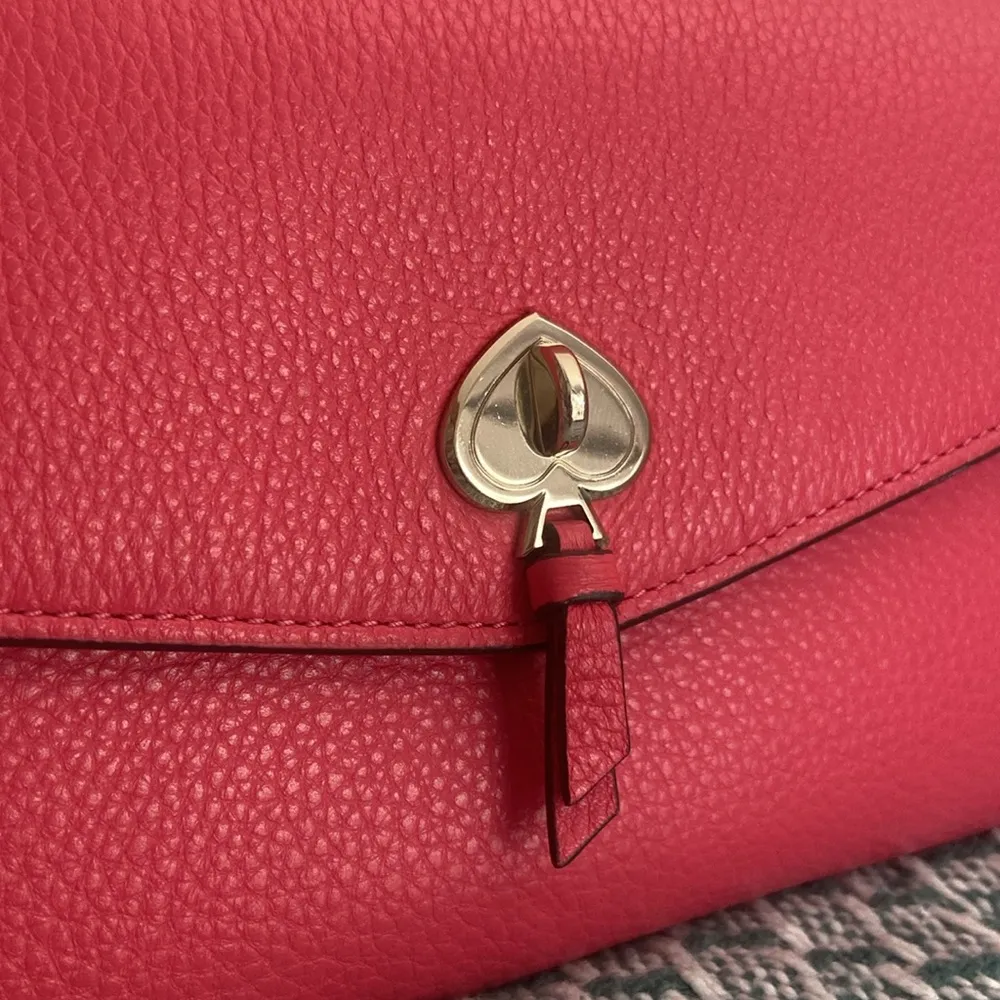 Kate Spade Marti Leather Flap Wallet Crossbody in Dark Watermelon Gelato - Image 4