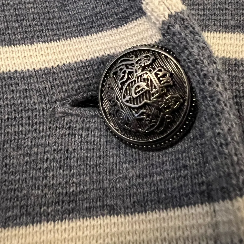 Talbots Women Knit Cardigan Sweater Jacket Cotton Blend Button Striped Blue 1X - Image 2