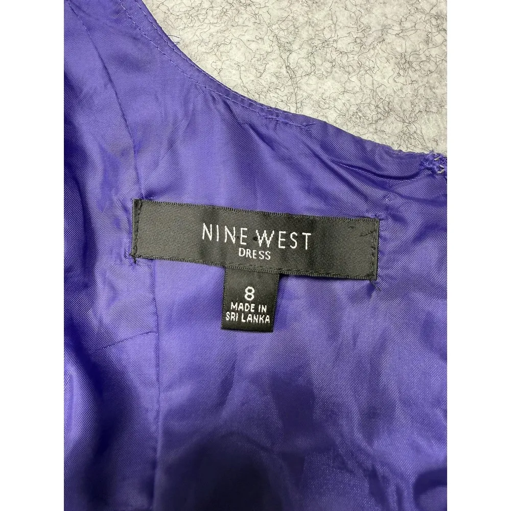 Nine West Dress Womens 8 Purple Sleeveless Fit Flare Lined Cocktail Party Formal - Image 6