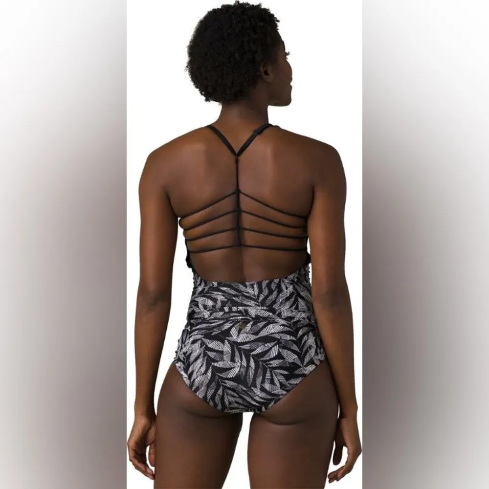 PRANA Margot Tankini Swimsuit Top Black White XS - Image 54