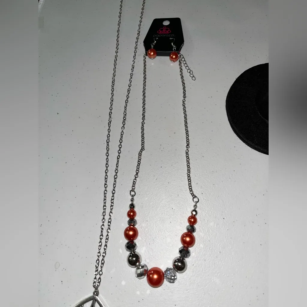 💜 NWT Paparazzi Bundle of 5 Orange & Silver Beaded Jewelry Set - Image 5