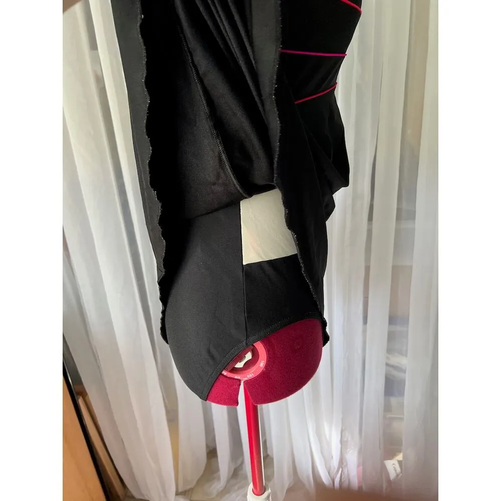 swimsuit swim dress Vintage 1980s one piece black red Size M - Image 9