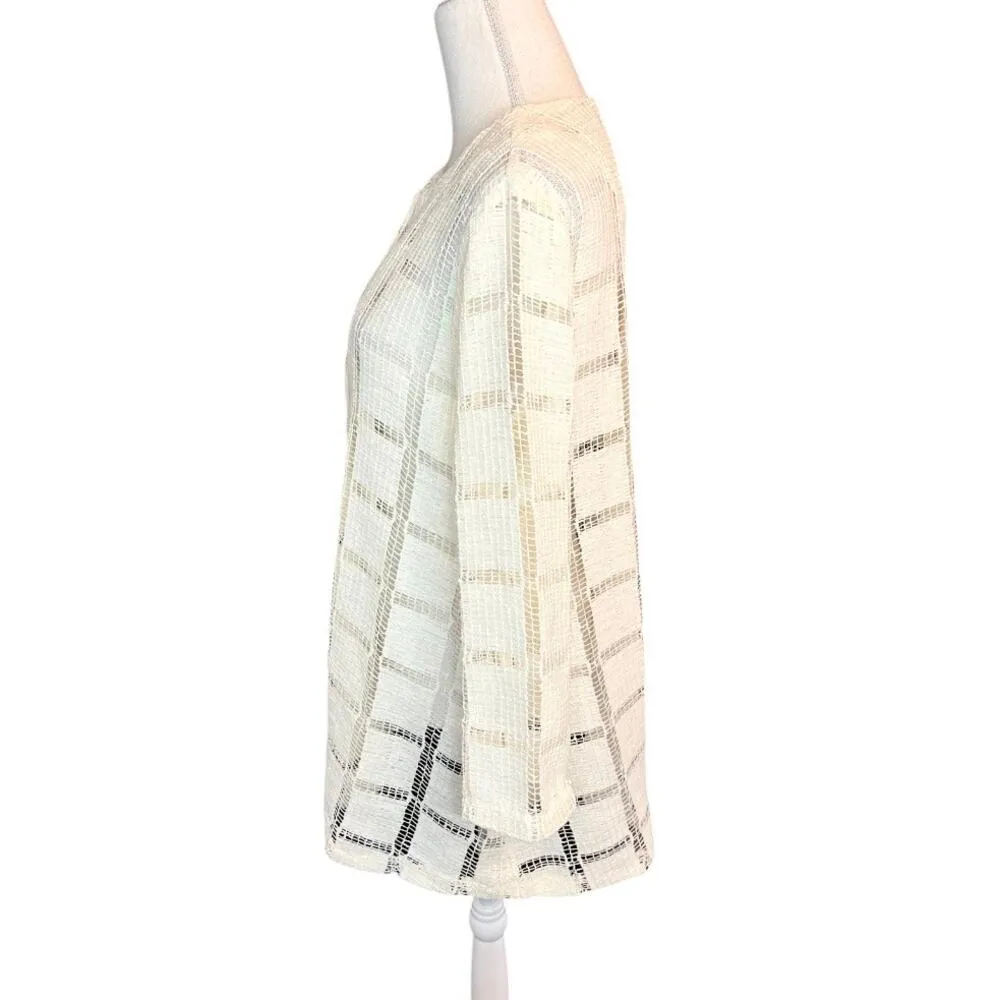 Yushi cream lace minimalist neutral jacket crochet minimalist casual blazer Size M - Image 3