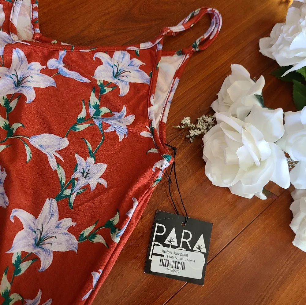 Paradiso Jaxton Floral Print Jumpsuit Size Small Orange - Image 4